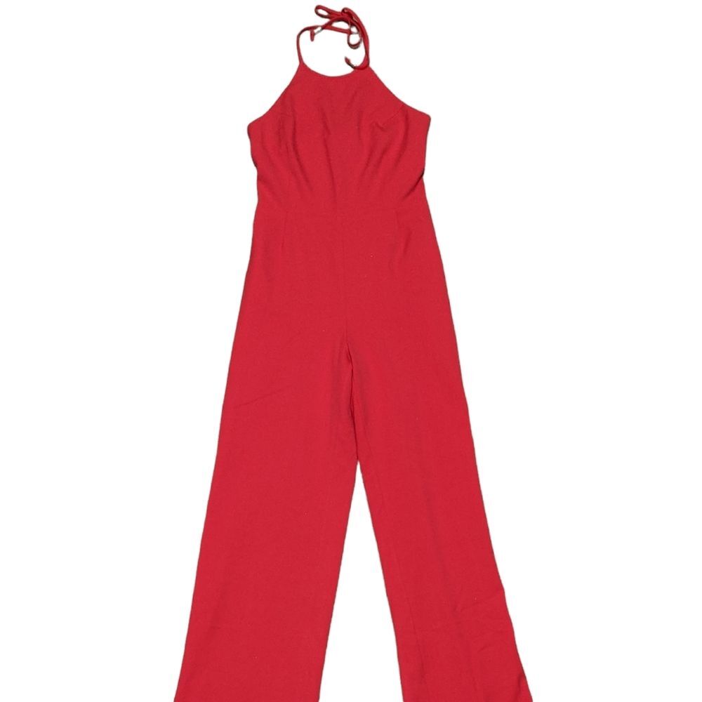 Julie Brown NYC halter jumpsuit, sleeveless, lined, trousers orange 0